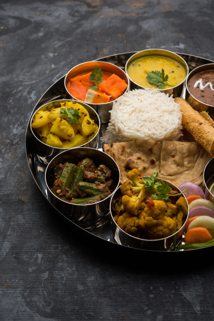 Indian Hindu Veg Thali or food platter